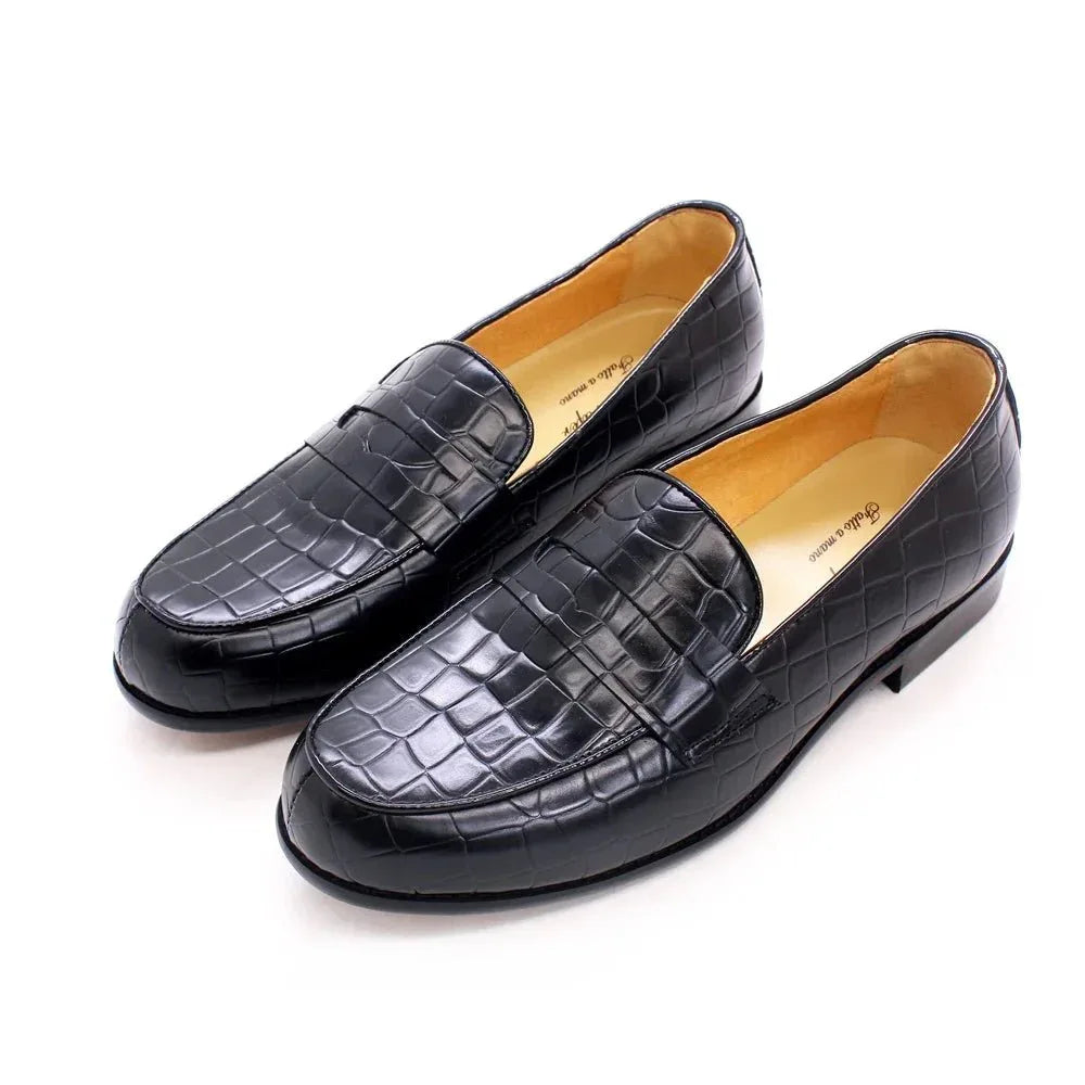 Plaid Pattern Loafers - Stylish Leather Shoes for Office, Wedding, and Driving - Allen-Fitness