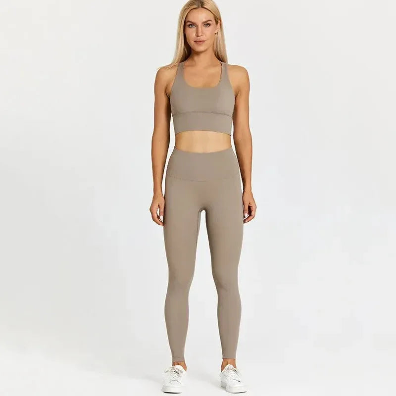 Women Training Gym Sports Bra Leggings 2 Piece Fitness Clothing Wear Yoga Sets - Allen-Fitness