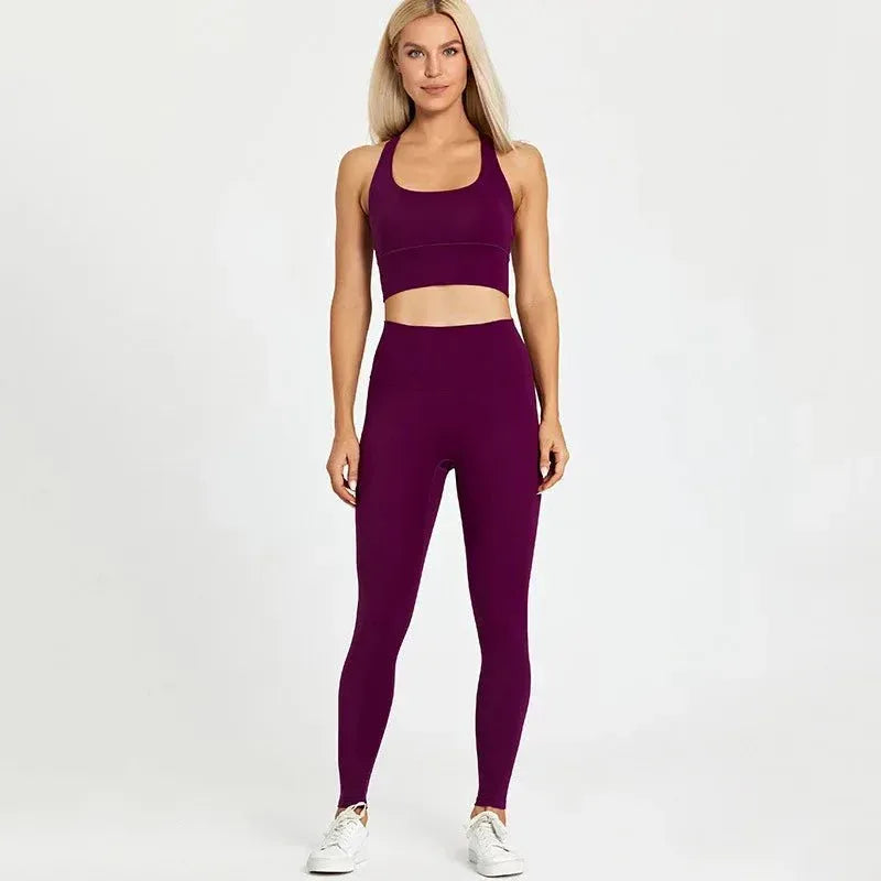 Women Training Gym Sports Bra Leggings 2 Piece Fitness Clothing Wear Yoga Sets - Allen-Fitness