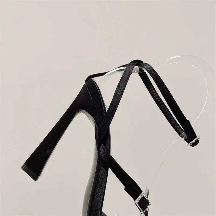 Women New Flip Flop Black Sandalias Mujer Rhinestone Stilettos Heels Dressing Shoes Ladies Sandals - Allen-Fitness