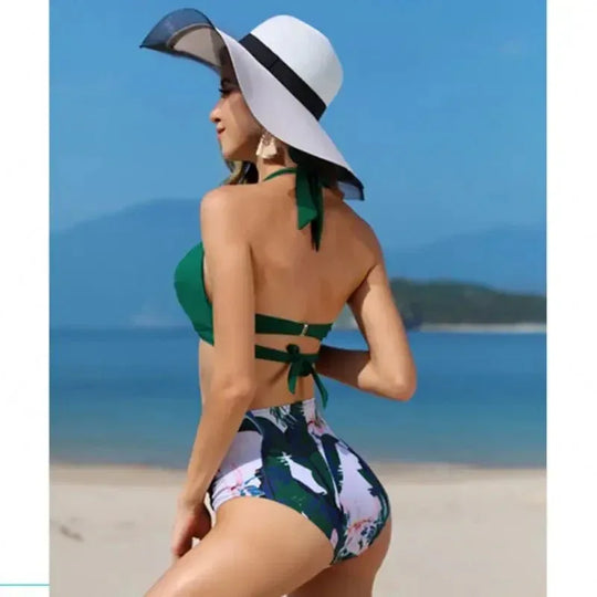 Bikini Set Ruched Swimwear Women Print Swimsuit Push Up High Waist Bikinis Plus Size Bathing Suit Beachwear - Allen-Fitness