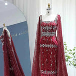 Gray Mermaid Arabic Evening Dress with Cape - Luxurious Feather Cape & Elegant Design - Women Wedding Party Dress - Allen-Fitness