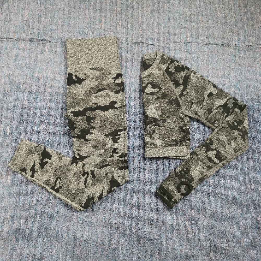 3PCS Camouflage Yoga Set for Women Seamless Fitness Yoga Bra Sports Bra High Waist GYM Camo leggings Pants Fitness Suits