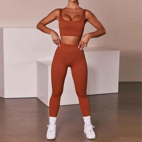 Seamless Sexy 2 Piece Active Wear Set - Women&