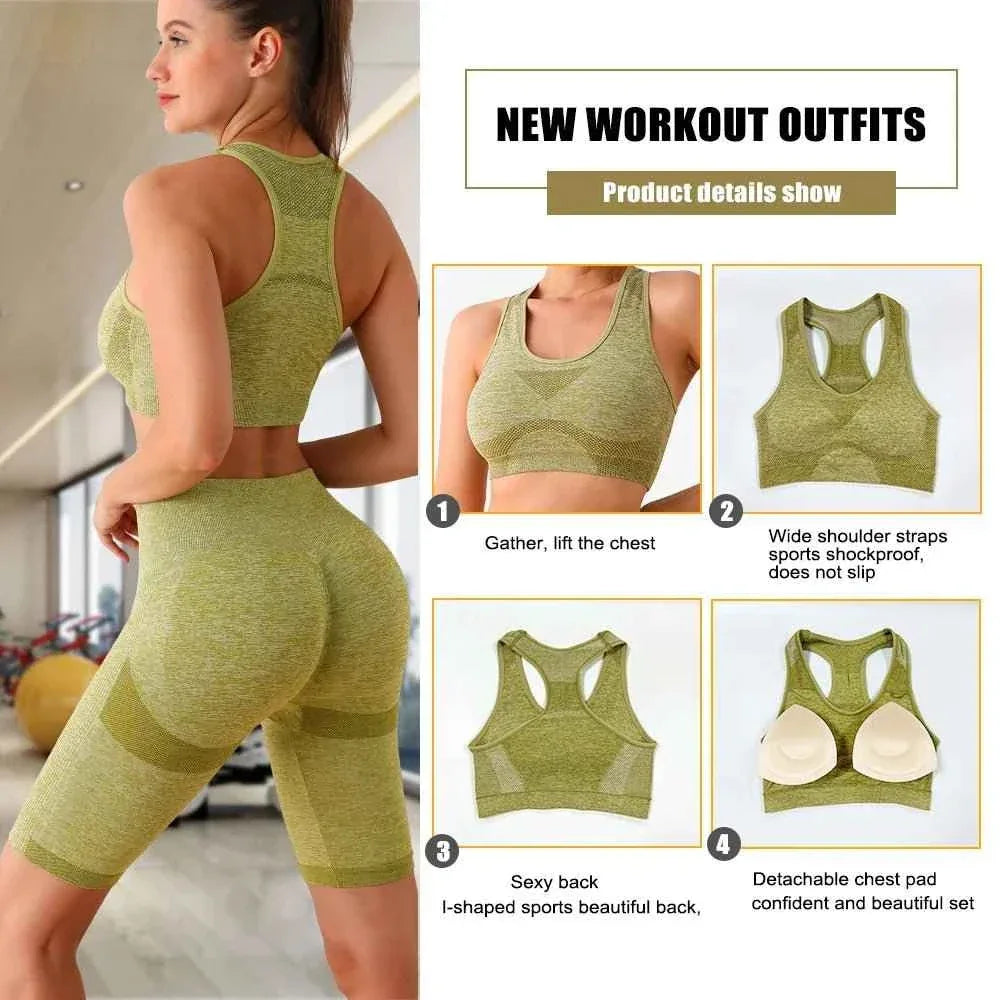 Seamless Women Push Up Scrunch Short Butt Lift Panties Wear Yoga Bra Gym High Waist Fitness Workout Leggings Yoga Set - Allen-Fitness