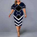 Plus size hot sales new digital printed full size women matching sleeves fall casual dress women - Allen-Fitness