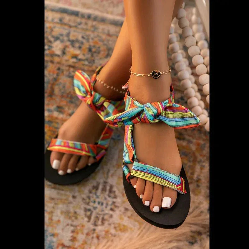 Women Sandals - Comfortable Thick Bottom Summer Beach Shoes with Bow (Large Size) - Allen-Fitness