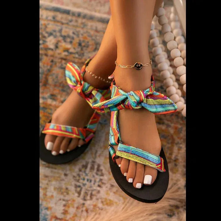 Women Sandals - Comfortable Thick Bottom Summer Beach Shoes with Bow (Large Size) - Allen-Fitness