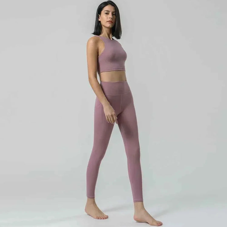 New gym fitness sets High Waist Squat Proof Leggings Active Wear Sport Bra Gym Pants Private Label Fitness Yoga Set - Allen-Fitness