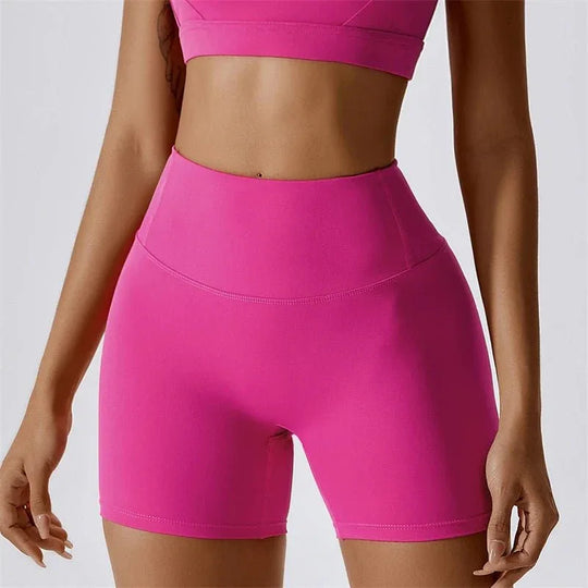 Women Popular New Design Long Sleeve Shirt Short Legging Bra Sports Gym Set Yoga Wear Set Fitness Set - Allen-Fitness