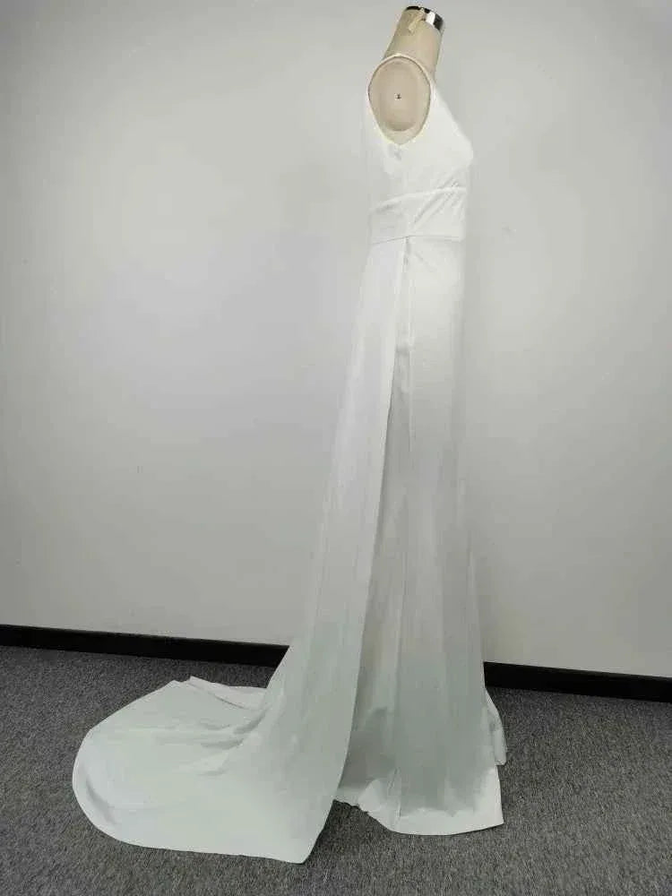 Elegant white V-Neck Evening Dress Women Fine Lace Party Ball Gown Sexy Princess Dress Wedding Gowns Girl - Allen-Fitness