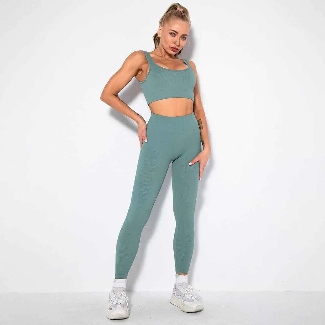 Seamless Sexy 2 Piece Active Wear Set - Women&