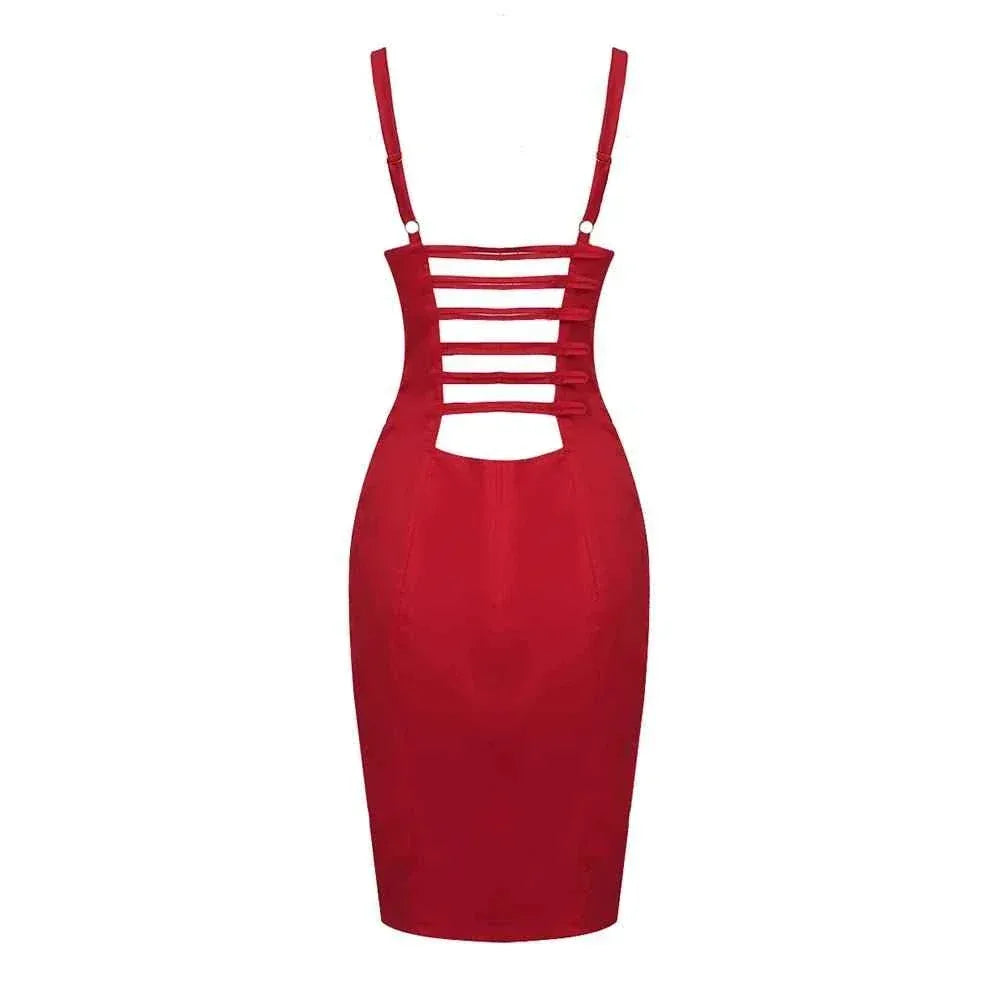 Red Satin Christmas Party Dress - Sexy Pleated Strapless Evening Outfit - Allen-Fitness