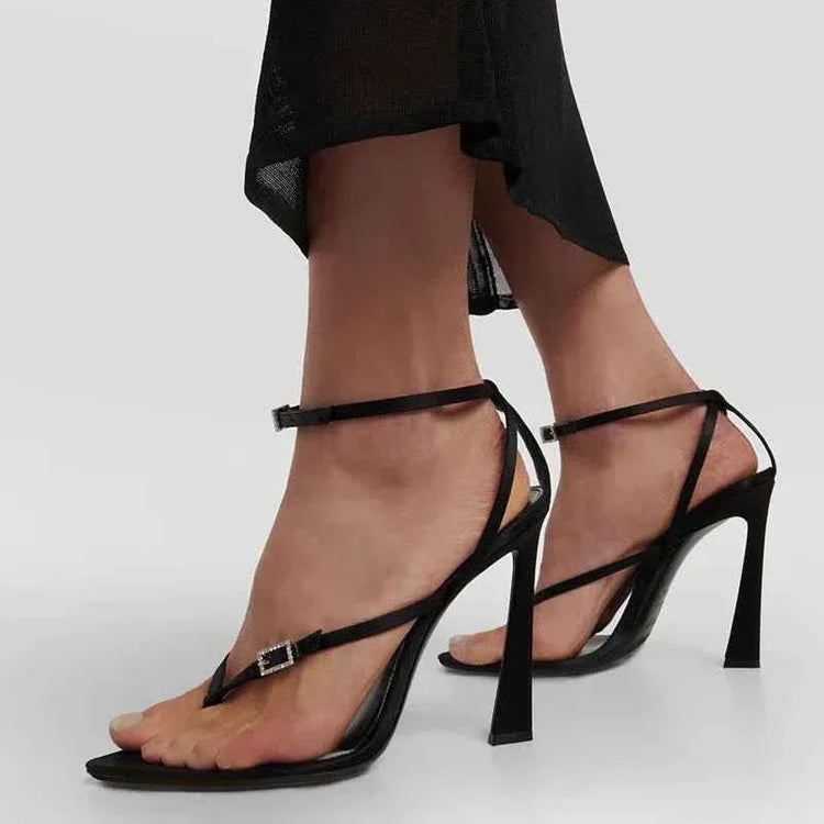 Women New Flip Flop Black Sandalias Mujer Rhinestone Stilettos Heels Dressing Shoes Ladies Sandals - Allen-Fitness