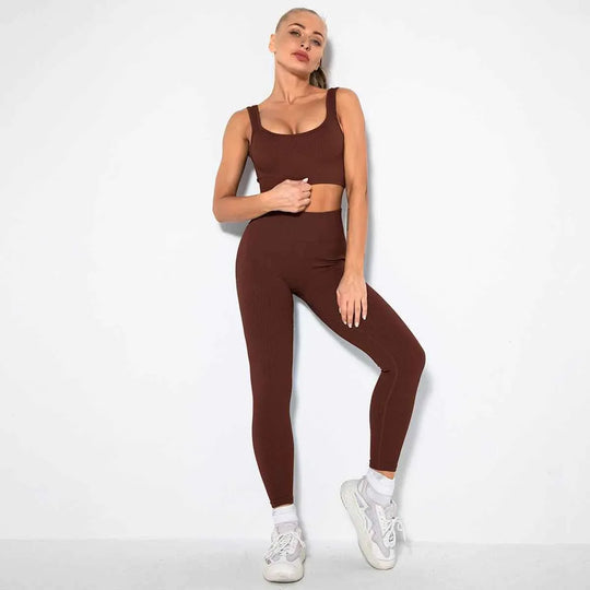 Seamless Sexy 2 Piece Active Wear Set - Women&