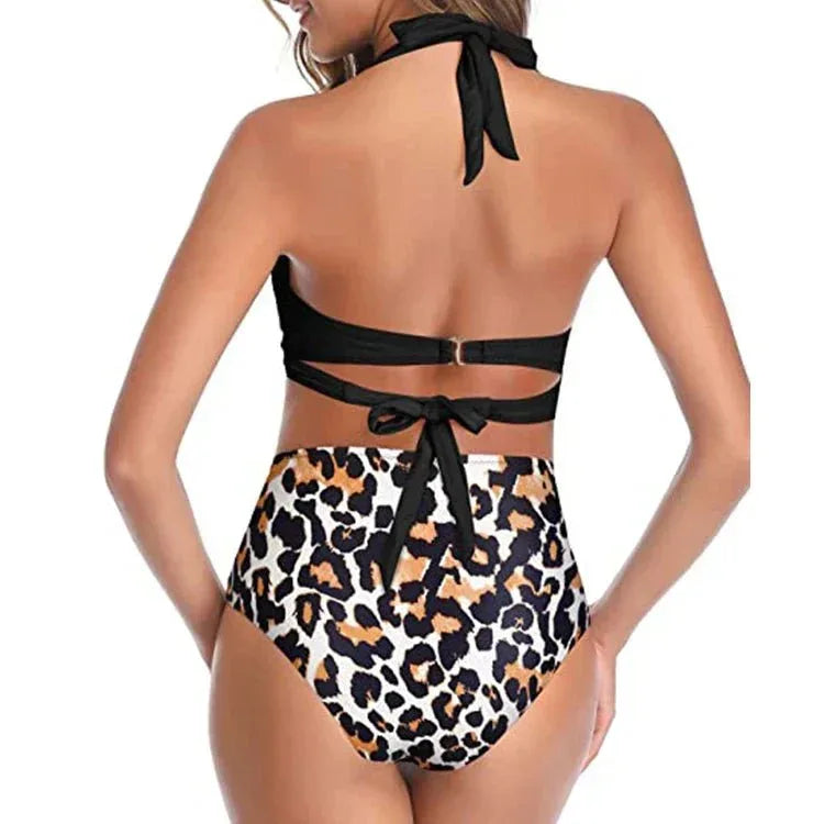 Women's Two Piece Swimsuits Athletic Halter Sporty Swimming Swimwear Triangle Sexy Bathing SuitsHigh Waist Bikini - Allen-Fitness