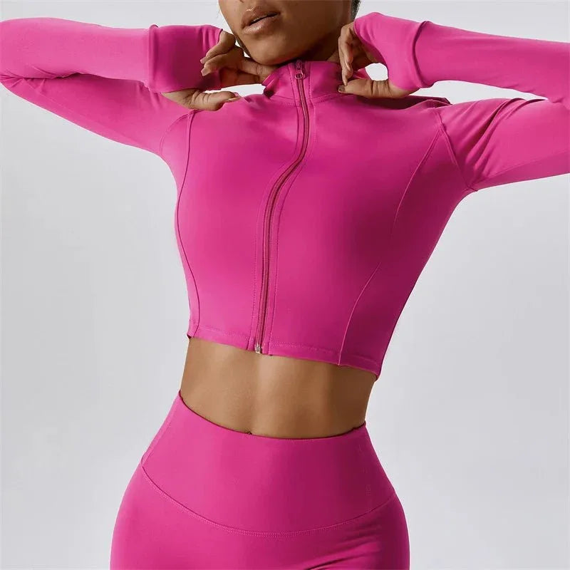 Women Popular New Design Long Sleeve Shirt Short Legging Bra Sports Gym Set Yoga Wear Set Fitness Set - Allen-Fitness