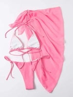 Hot Basic 3-Piece Halter Swimsuit Bikini Set - Two Piece Design - Swimwear - Allen-Fitness