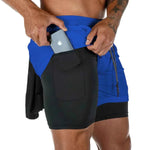 Men Workout Plus Size Shorts 5" Gym Quick Dry 2 in 1 Running Shorts with Phone Pockets - Allen-Fitness