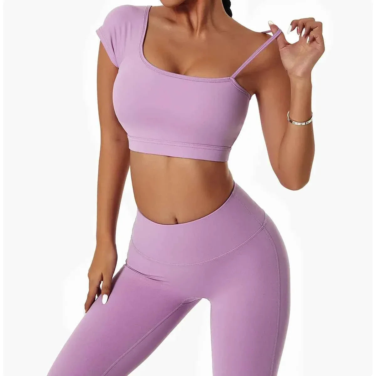 New Fitness Gym Sets 4-Piece Long Sleeve Hoodie Tracksuit Bra Leggings Workout Apparel Yoga Set for Women - Allen-Fitness