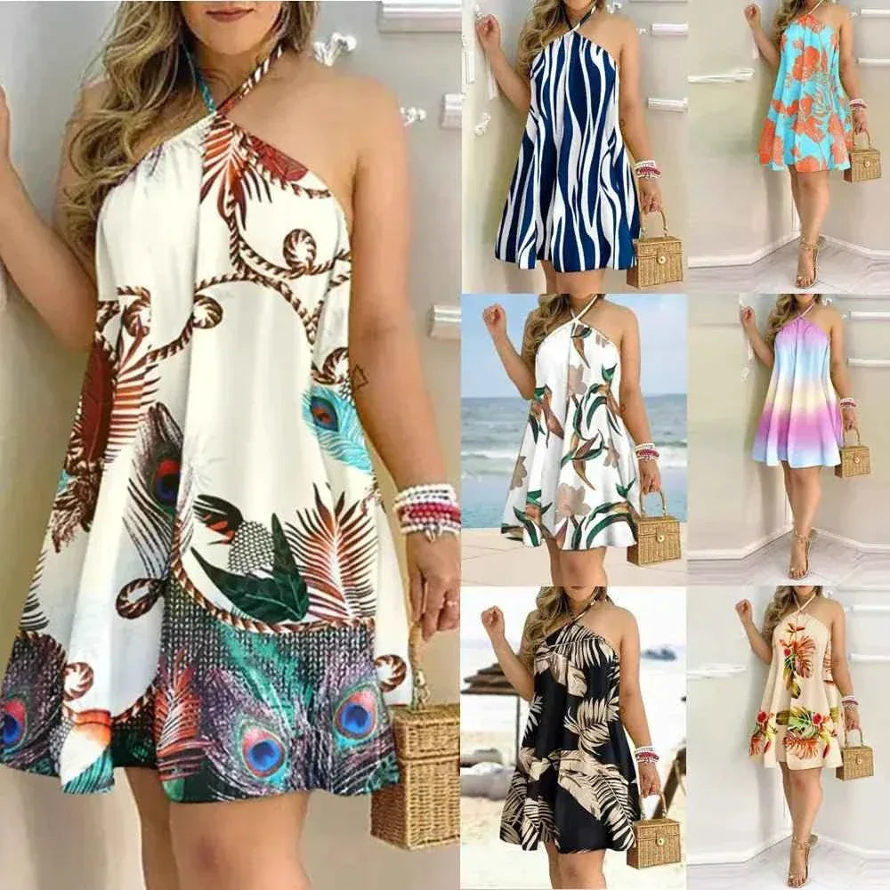 Summer Bohemian Style High Waist Pleated Short Skirt Dress - Elegant Casual Dress for Women - Allen-Fitness