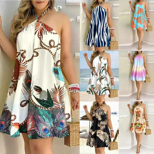 Summer Bohemian Style High Waist Pleated Short Skirt Dress - Elegant Casual Dress for Women - Allen-Fitness
