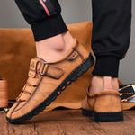 Handmade Men's Leather Loafer Moccasins: Breathable Slip-On Boat Shoes - Allen-Fitness