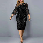 Women fashion plus size sequin party formal dress - Allen-Fitness