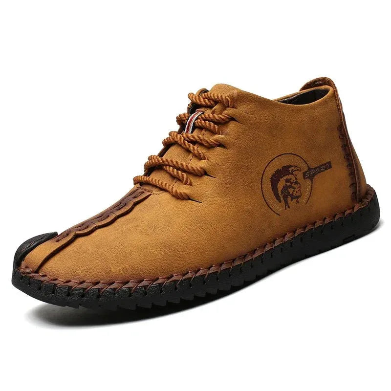 Mens Shoes Walking Flats boots Fashion Lace up High Top Big Size Shoes - Allen-Fitness