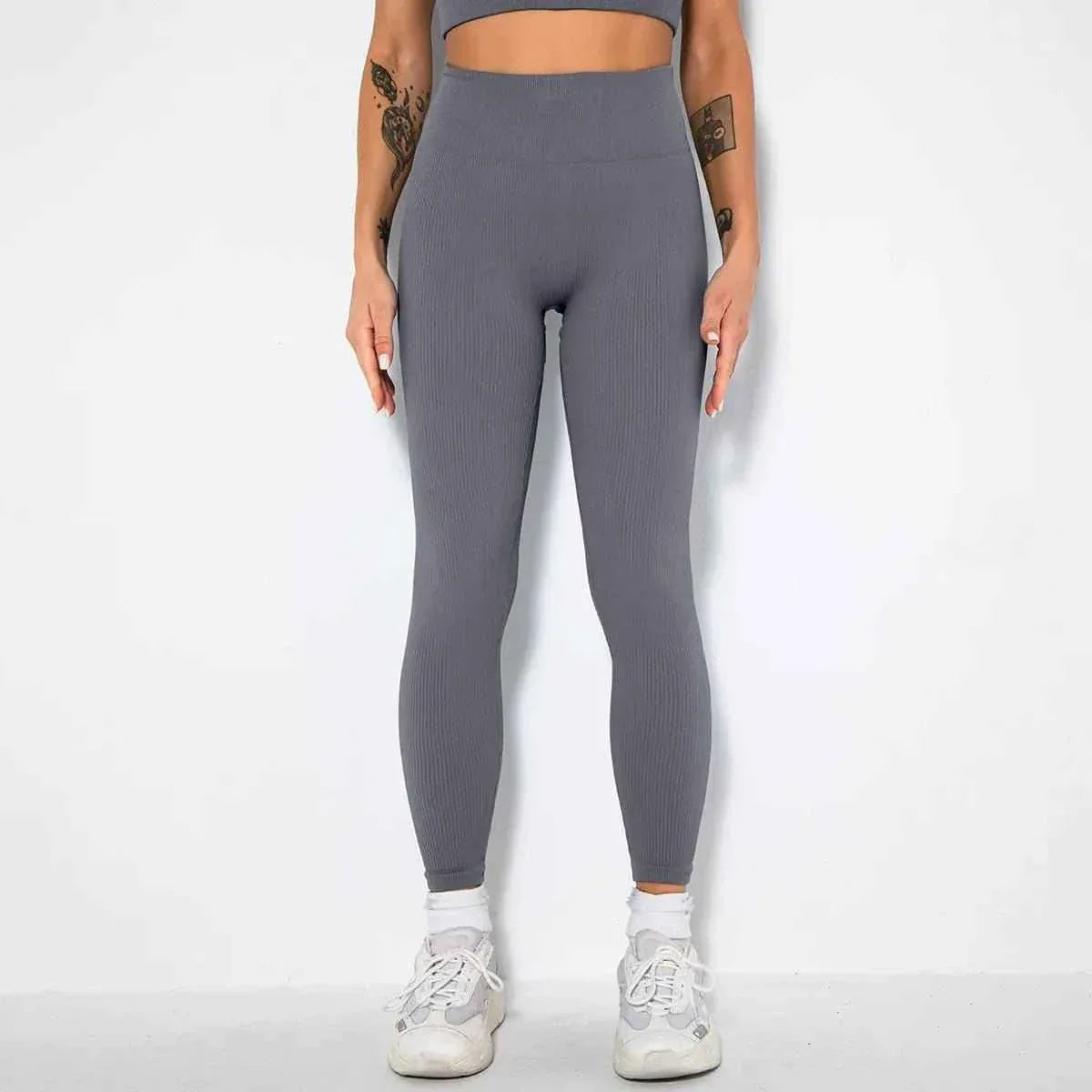 Women High Waist Seamless Yoga Gym Leggings – Elastic, Solid, Simple Style – Fitness Workout Leggings for Women - Allen-Fitness