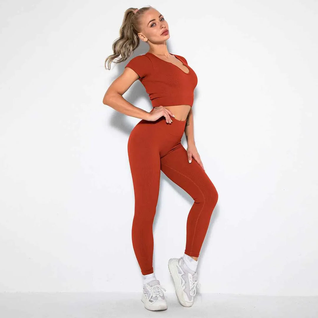 Seamless Sexy 2 Piece Active Wear Set - Women&