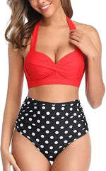 Bikini Set Ruched Swimwear Women Print Swimsuit Push Up High Waist Bikinis Plus Size Bathing Suit Beachwear - Allen-Fitness