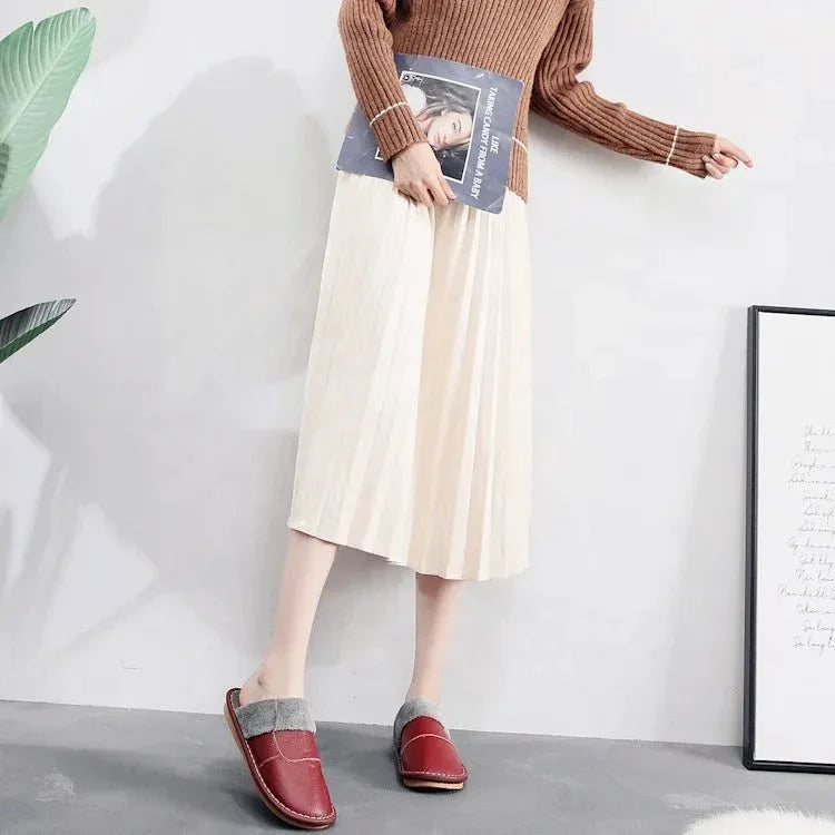 Winter genuine leather mens flip flops with custom logo leather slippers - Allen-Fitness