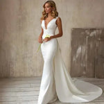 Elegant white V-Neck Evening Dress Women Fine Lace Party Ball Gown Sexy Princess Dress Wedding Gowns Girl - Allen-Fitness