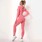 Women’s Camouflage Activewear Yoga Suit - 2 Pc Backless Long Sleeve Top & Seamless Leggings Set - Workout Clothes for Women - Allen-Fitness