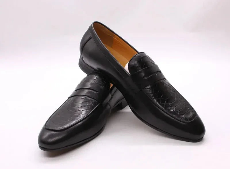 Genuine Leather Men's Loafer Dressing Shoes - Italian Style, Cow Leather, Multiple Colors - Sizes 38-46 or Customized - Allen-Fitness