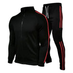 Men's Jogging Plus Size Sport Set with Three Stripes Zippered Collar - Outdoor Fitness Suit - Allen-Fitness