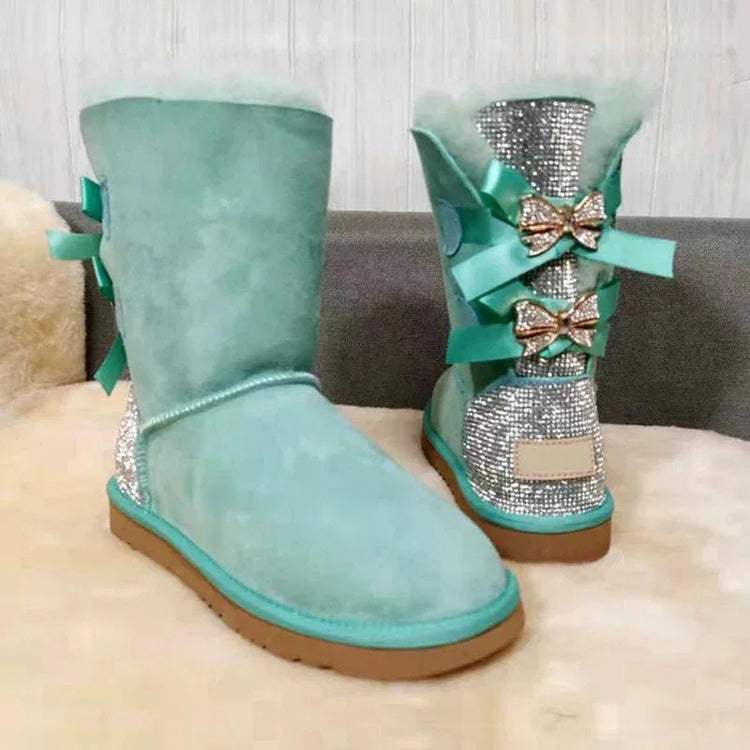 Warm winter boots outside two Bow pretty Women Boots, High Quality Warm snow boots in winter - Allen-Fitness