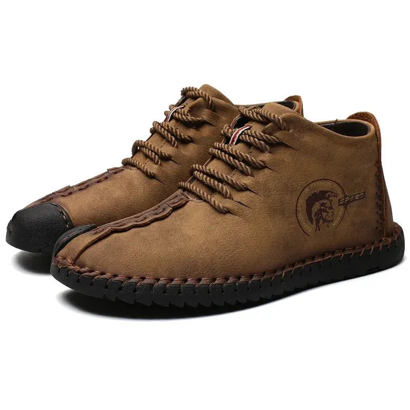 Mens Shoes Walking Flats boots Fashion Lace up High Top Big Size Shoes - Allen-Fitness