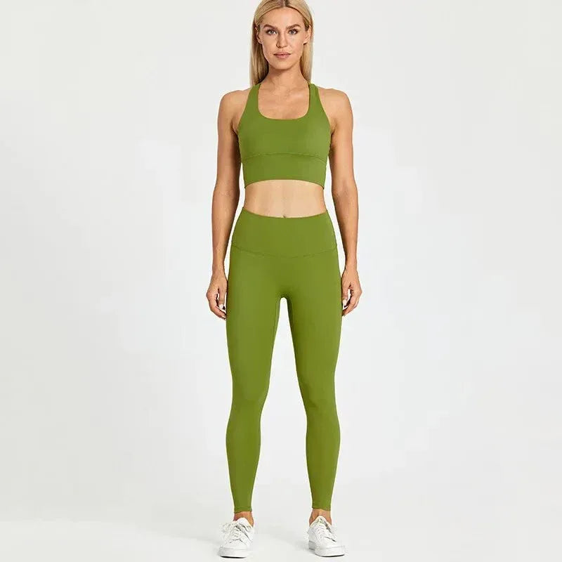 Women Training Gym Sports Bra Leggings 2 Piece Fitness Clothing Wear Yoga Sets - Allen-Fitness