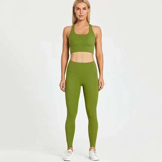 Women Training Gym Sports Bra Leggings 2 Piece Fitness Clothing Wear Yoga Sets - Allen-Fitness