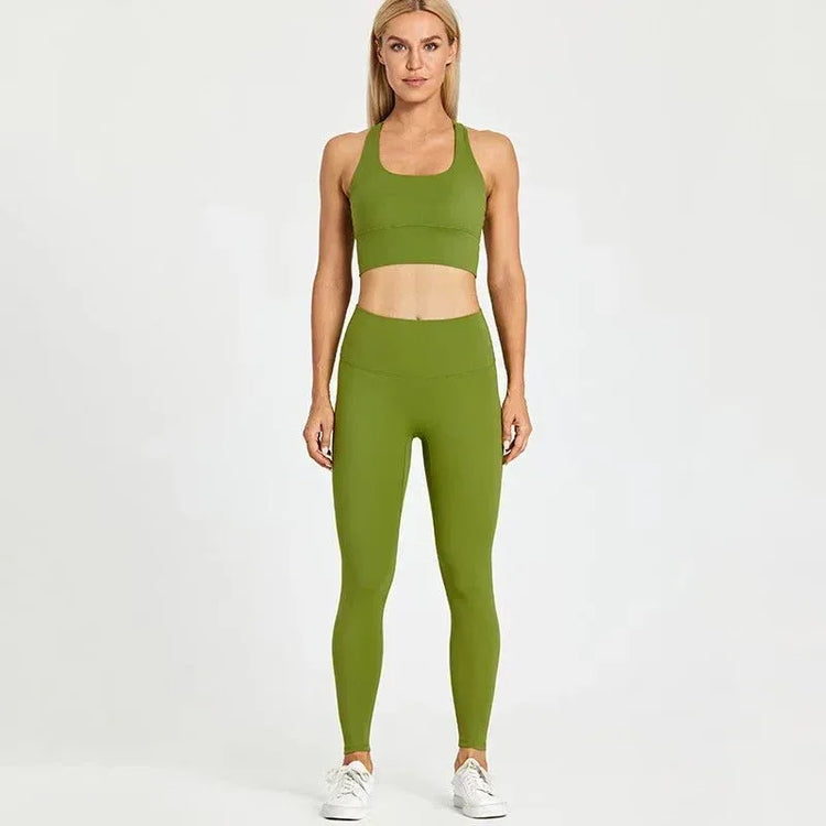 Women Training Gym Sports Bra Leggings 2 Piece Fitness Clothing Wear Yoga Sets - Allen-Fitness