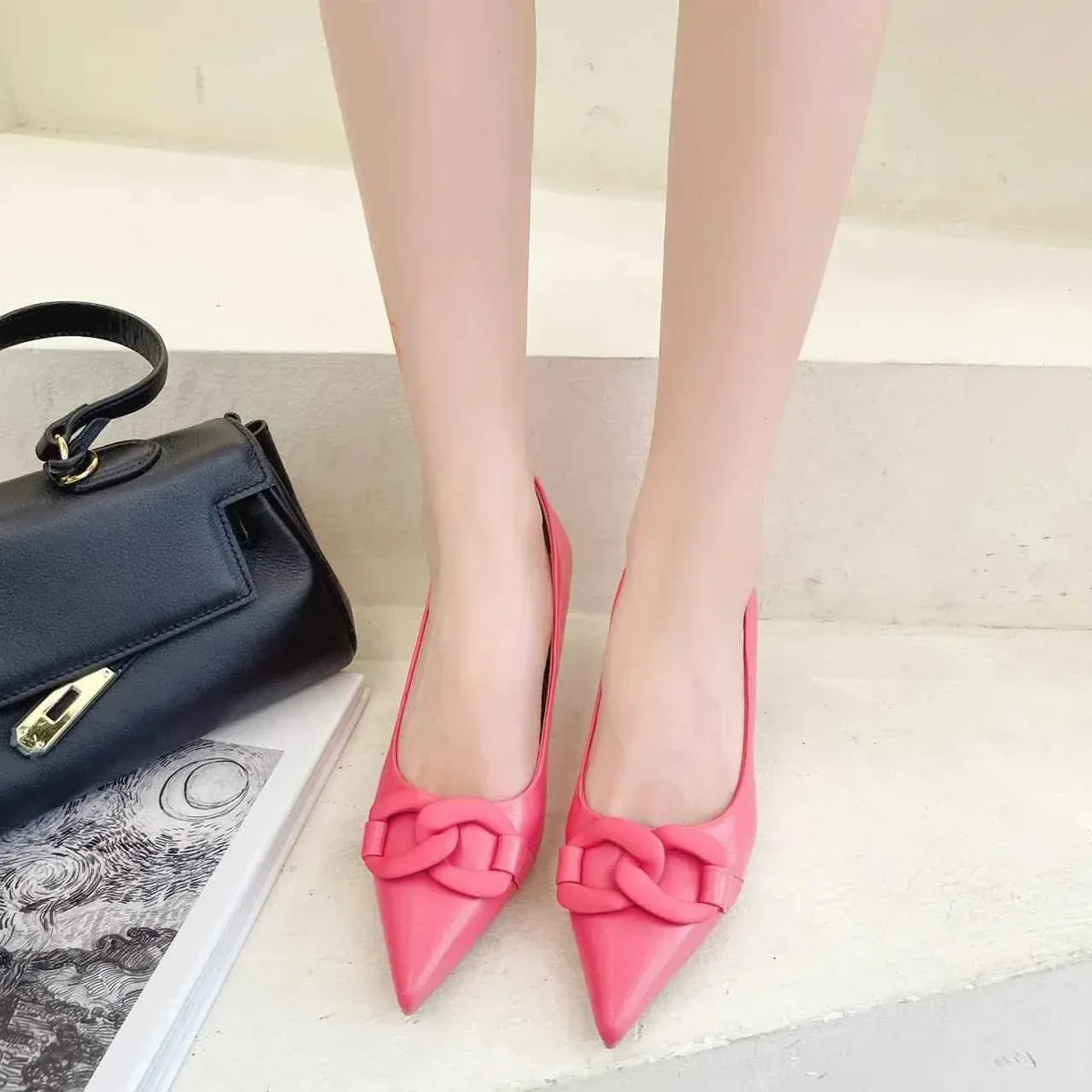 Women Pointed Toe Heeled Pumps Casual Ladies Office Dress Shoes - Allen-Fitness