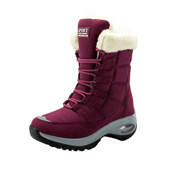 Women Boots Winter Keep Warm Cotton Shoes Mid-Calf Snow Boots Ladies Lace-up High-top Waterproof Booties Chaussures Femme - Allen-Fitness