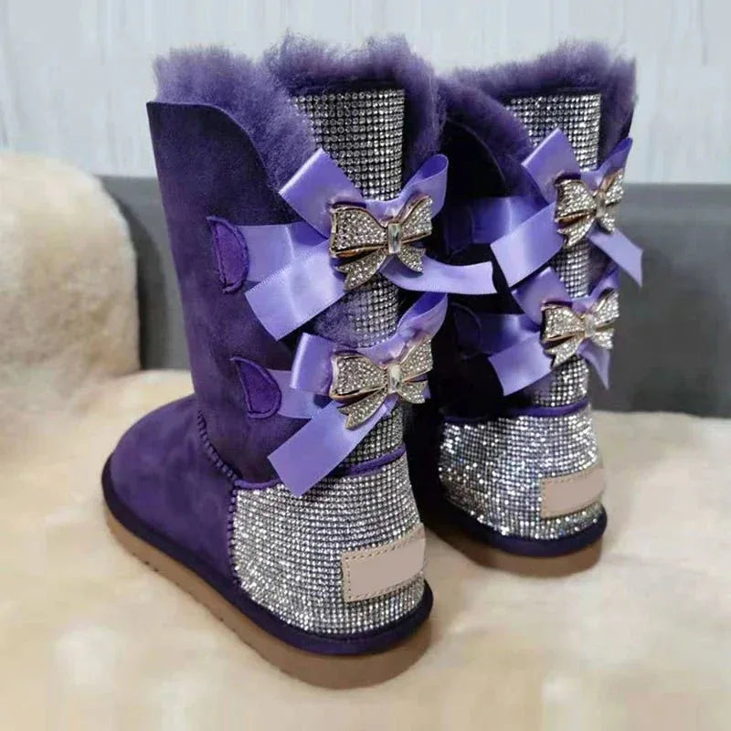 Warm winter boots outside two Bow pretty Women Boots, High Quality Warm snow boots in winter - Allen-Fitness