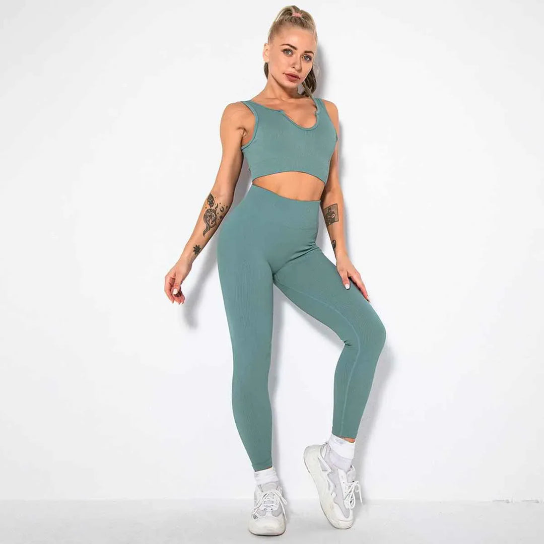 Seamless Sexy 2 Piece Active Wear Set - Women&
