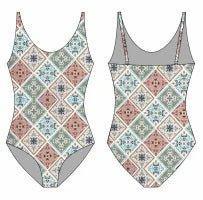Striped Floral Deep V Beach Bodysuit - Trendy Swimwear for Women - Allen-Fitness