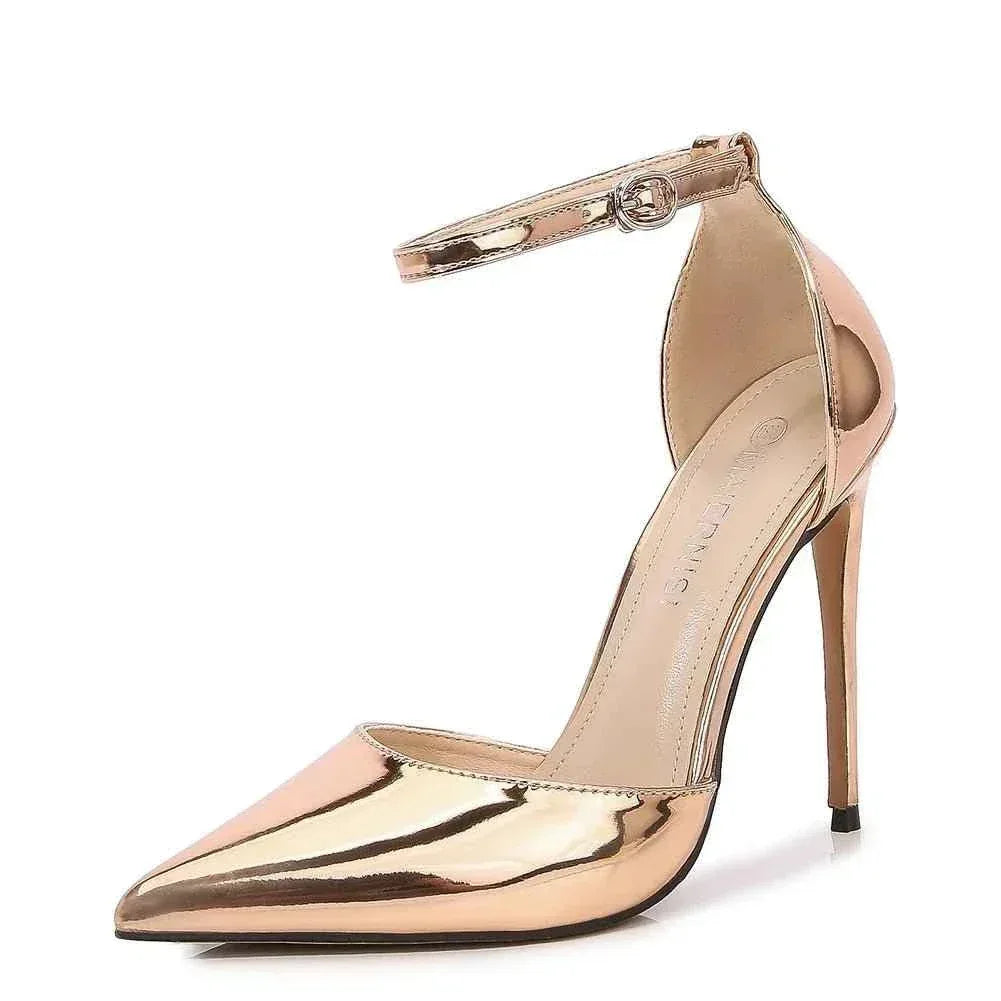 Pointed Toe Office Lady Shoes Elegant Thin Heels Bride Models Show Full Dress Party Show Glitter Shallow Queen Concise Fashion - Allen-Fitness