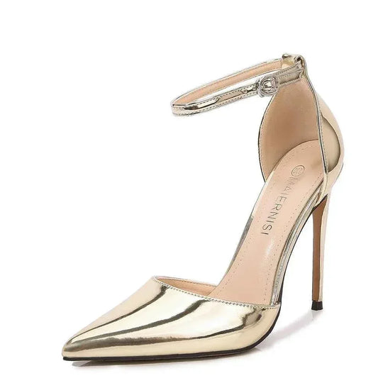 Pointed Toe Office Lady Shoes Elegant Thin Heels Bride Models Show Full Dress Party Show Glitter Shallow Queen Concise Fashion - Allen-Fitness