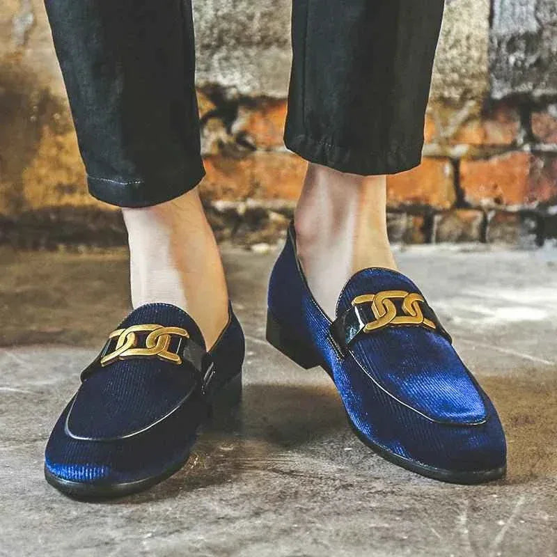 Plus Size 48 Corduroy Material Fashion Men Loafers Shoes Slip On Dress Shoes - Allen-Fitness